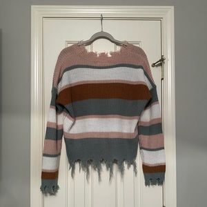 🌊Multi lightweight shredded sweater ( spring / summer nights) Never worn